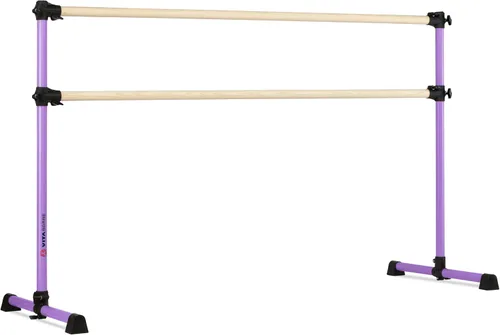 Vista 23 de Barra de ballet portátil independiente doble Vita Barre, Prodigy, de madera Altura ajustable, hecha en EE. UU., equipo de ejercicio para casa