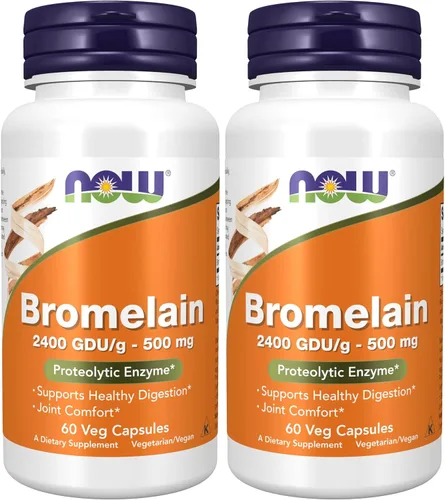 Vista 9 de NOW Foods Suplementos, Bromelina (enzima proteolítica natural) 2,400 GDU/g - 500 mg, enzima proteolítica natural*, 60 cápsulas vegetales