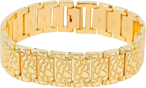 Vista 4 de Men's Luxury 45mm Nugget Design Watch with Diamond Accent Dial - Adjustable Band - Quartz Movement - Exquisite 14k Gold & Silver Finish - Available