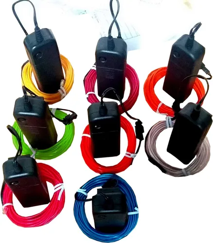 Vista 2 de Cable electroluminiscente de luz de neón de 15 pies con batería (paquete de 8 unidades, azul, verde, rojo, blanco, naranja, morado, rosa, amarillo)