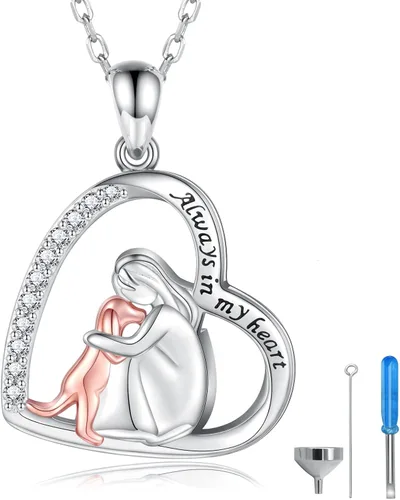 Vista 7 de Collar de urna de perro de plata de ley para cenizas de mascotas, S925 para cremación de piel de mascota, recuerdo conmemorativo, regalo de joyería