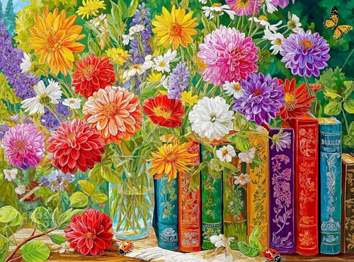 Vista 9 de Cross & Glory - A Garden of Wonders - Rompecabezas de 1000 piezas para adultos Rompecabezas vibrante de naturaleza y arte Rompecabezas