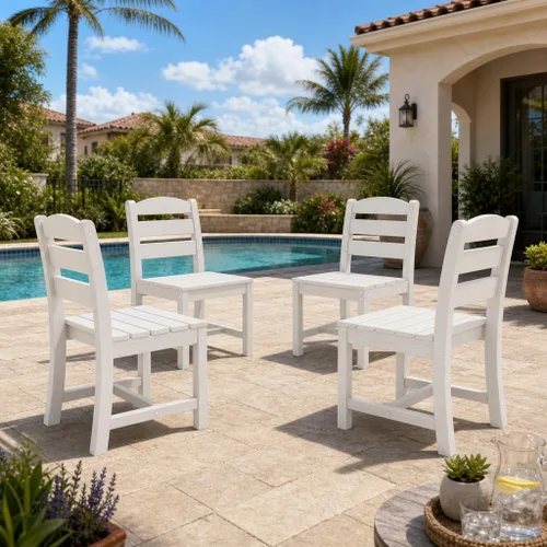 Vista 26 de SERWALL Outdoor HDPE Armless Dining Chairs Set of 2,All-Weather Use,Black Negro
