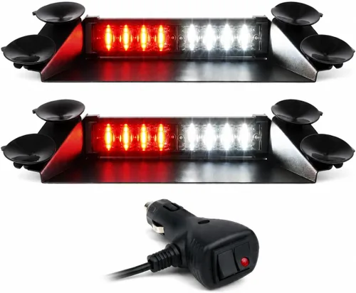Vista 11 de LUMENIX Barras de Luces Estroboscópicas LED de Emergencia para Salpicadero de Aluminio, Advertencia de Seguridad para Parabrisas Delantero