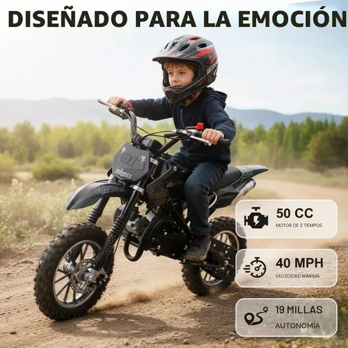 Vista 4 de Motocicleta de motocross para niños de 8 a 14 y 2 tiempos Negro