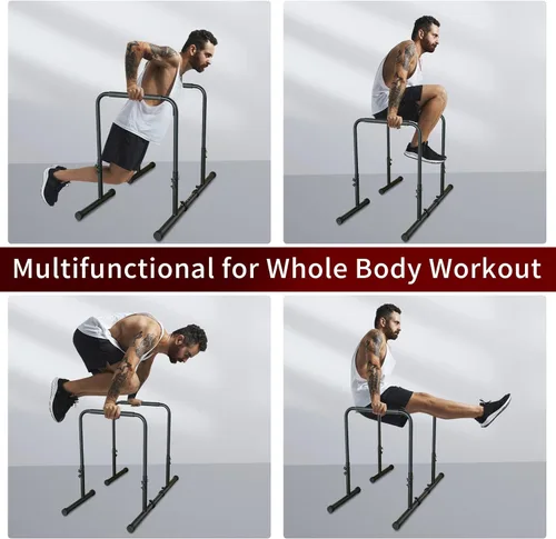 Vista 6 de Power Tower Dip Station Pull Up Bar Stand, Altura ajustable Equipo de entrenamiento de fitness multifunción resistente