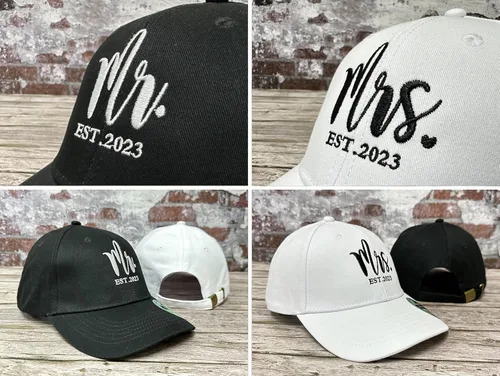 Vista 4 de Hepandy Sombreros de béisbol Mr and Mrs para hombre y mujer