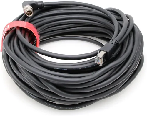 Vista 6 de Cable Ethernet Cat6 de 8 pines a RJ45 con código X M12 en ángulo de 90° para aplicaciones de red industrial Cognex (1M)