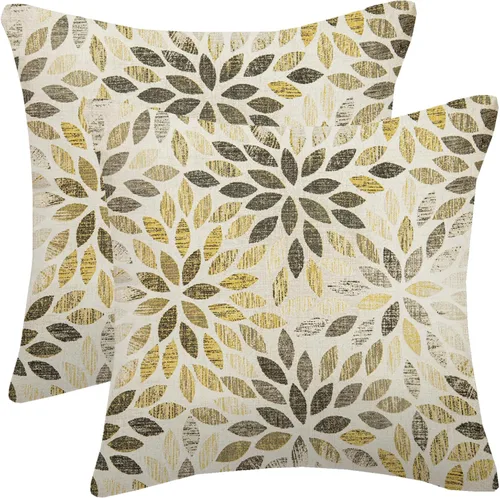 Vista 9 de Juego de 2 fundas de almohada negras y grises de 40 x 40 cm, geométricas, florales, decorativas para exteriores, fundas de almohada estilo granja