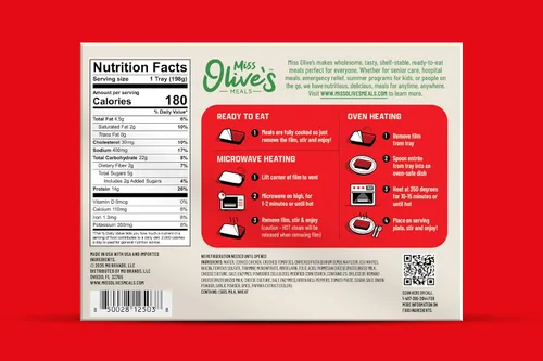Vista 2 de Miss Olive's Paquete de Proteína Microondas Comidas Preparadas Estables (Paquete de 6: 2 de Cada Artículo) El paquete de proteínas de larga
