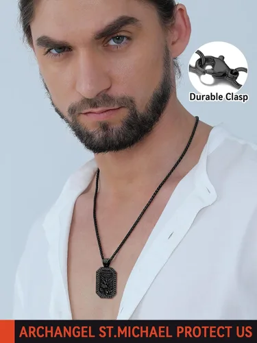 Vista 8 de FaithHeart Collar de San Miguel, acero inoxidable, chapado en oro de 18 quilates, amuleto colgante de San Miguel Arcángel para hombres y mujeres