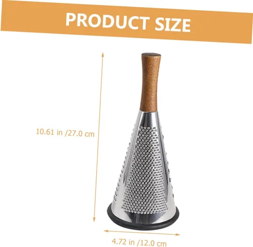 Vista 6 de MERRYHAPY Rallador de queso manual con mango de metal, forma de cono de 3 lados, rallador de queso vegetal para cocina