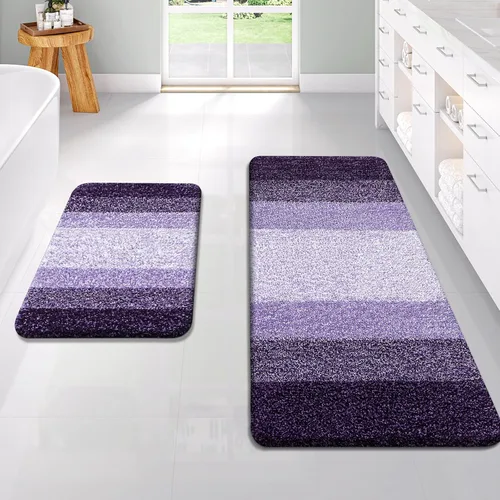 Vista 42 de OLANLY - Juego de tapetes para baño de 2 piezas, de microfibra, suaves y absorbentes, antideslizantes, lavables a máquina y para secadora, felpudos