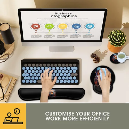 Vista 2 de Alfombrilla de mouse ergonómica para juegos con soporte de muñeca y teclado de espuma viscoelástica con base antideslizante para escritorio