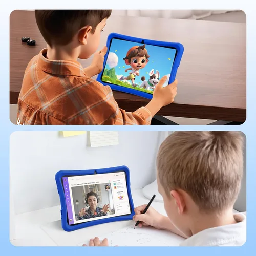 Vista 4 de DigiLand Tablet para niños de 10.1", 6GB RAM 32GB ROM, Android 15 GO, con estuche de silicona a prueba de niños, control parental, batería