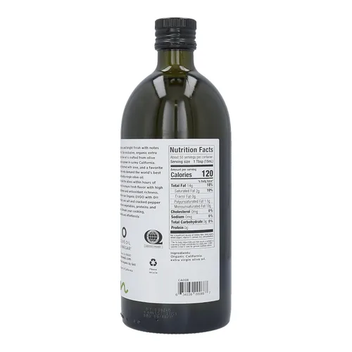 Vista 2 de Botella de vidrio de aceite de oliva virgen extra orgánico California de 25.4 onzas líquidas por O Olive