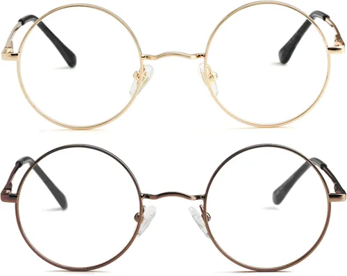 Vista 17 de Kursan Pequeñas gafas redondas claras sin prescripción del marco del círculo de los vidrios 01 Dorado