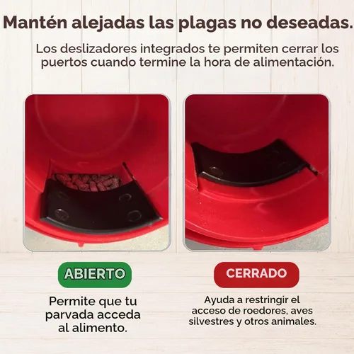 Vista 5 de RentACoop - Comedero metálico para aves de corral de 15 libras con 6 puertos y patas ajustables