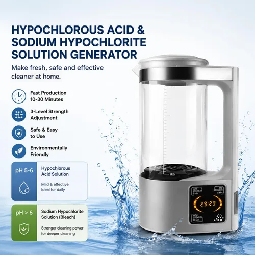 Vista 4 de Generador de solución hipoclorosa de ácido hipocloroso y sodio - Generador portátil de solución de agua de NaCl electrolizado de capacidad de 67.6
