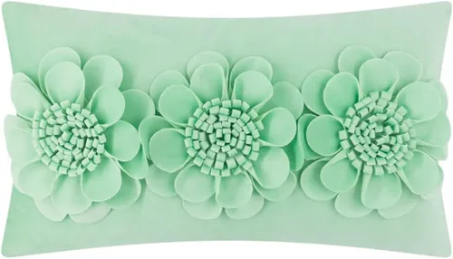 Vista 14 de JWH - Funda de almohada de flores 3D, terciopelo, rosa brillante, 12 x 20 pulgadas Acento decorativo de girasol, diseño floral lumbar, cama