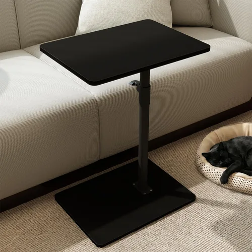 Vista 12 de YUHFERA Mesa auxiliar con bandeja para sofá - Giratoria 360°, altura ajustable, para espacios pequeños, mesa lateral para aperitivos para cama