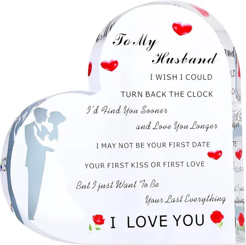 Vista 11 de Placa de corazón de acrílico, citas inspiradoras, regalo romántico para novia, novio, amante, regalo para boda, cumpleaños, aniversario, decoración
