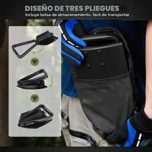 Vista 5 de REDCAMP Pala Plegable de Supervivencia para Camping de 23" con Funda, Pala Táctica de Acero al Manganeso de Servicio Pesado con Mango de Tres