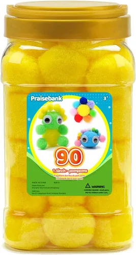 Vista 50 de Praisebank Pompones Negros - 2000 piezas, 1cm, Ideales para Artes y Manualidades, Bolas de Pompón en Frasco