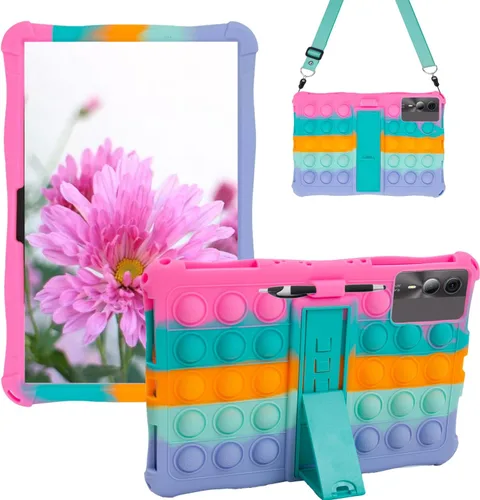 Vista 9 de Funda de silicona para tablet con soporte, correa para el hombro, lápiz capacitivo, funda suave compatible con Lenovo Tab One/K9 de 8.7 pulgadas