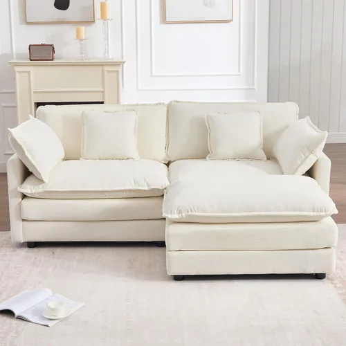 Vista 7 de KIVENJAJA Sofá modular en forma de L de 76.7 pulgadas de ancho para espacios pequeños, sofá biplaza modular de 2 plazas con diván otomano y asiento