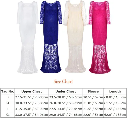 Vista 6 de Vestido de maternidad de encaje de manga larga con cuello en V y hombros descubiertos para mujer, vestido de fotografía para baby shower, sesión