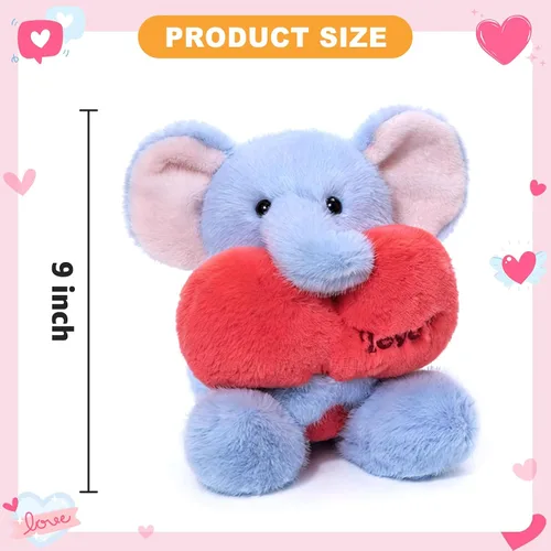 Vista 4 de Ditucu Love Elephant - Peluche de elefante con corazón rojo de 9.8 pulgadas, lindo animal de peluche suave, juguetes románticos y dulces regalos