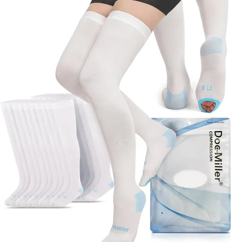 Vista 10 de Doc Miller TED Hose Medias altas hasta la rodilla Anti Embolismo para Mujeres y Hombres, Medias Quirúrgicas Estilo Hospital, Medias de Compresión