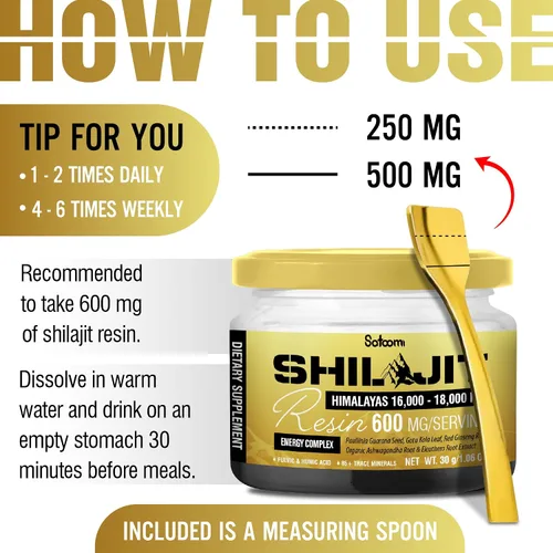 Vista 4 de Satoomi Shilajit - Resina orgánica del Himalaya - Suplemento Shilajit de 1.06 oz con más de 85 minerales traza, Paullinia Guaraná, Gotu Kola y más