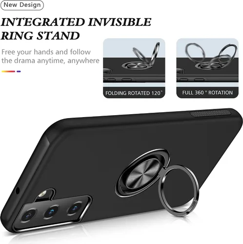 Vista 4 de para Samsung Galaxy S22 Plus - Paquete de 2 fundas de TPU autorreparables con soporte invisible (negro)
