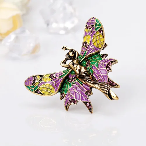 Vista 3 de Kovolala nuevos broches de mujer, mariposa hada micro incrustado broches de circón, alfileres de ropa de alas de bailarín de alta gama, broches
