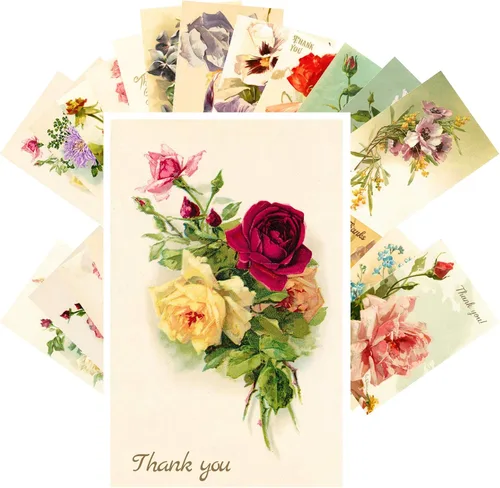 Vista 7 de PIXILUV Johann - Postales vintage (24 unidades), diseño de flores salvajes, jardín, aun vida, arte de pintura de museo antiguo, reimpresión