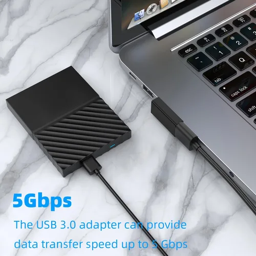 Vista 3 de AreMe Adaptador USB 3.0 de 90 grados, paquete de 2 unidades, extensor de convertidor USB A macho a hembra de ángulo recto para PC, laptop, cargador