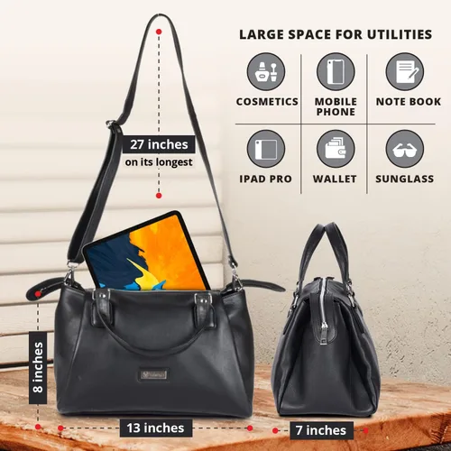 Vista 4 de Bolsos cruzados de cuero para mujer - Bolsos cruzados para mujer - Monederos cruzados de cuero para mujer - Tamaño mediano