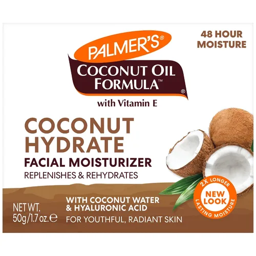 Vista 2 de Palmer's Fórmula de aceite de coco, crema hidratante facial de agua de coco, tarro de 1.7 onzas Replenishing & Rehydrating Face Cream with