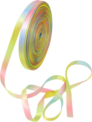 Vista 8 de Honbay Cinta de satén colorida de doble cara de 50 yardas, cinta de poliéster con estampado de arco iris degradado para ropa de bricolaje
