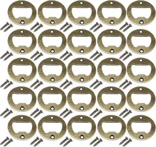 Vista 4 de Juego de 100 abridores de botellas de acero inoxidable redondo DIY abridor de botellas Kit de hardware suministro de piezas con tornillos