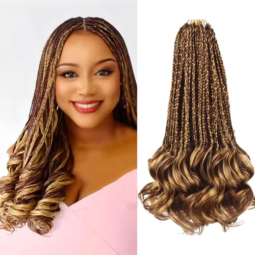 Vista 7 de Cabello para Trenzas Rizo Francés Color 1 Trenzas de Ganchillo Rizo Francés 10 Pulgadas Trenzas de Caja Cabello de Ganchillo para Mujeres y Niños