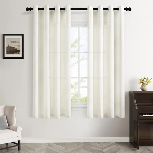 Vista 35 de Cortinas de lino negro para dormitorio y sala de estar de 84 pulgadas de largo, juego de 2 paneles, para habitación de niños, filtro de luz