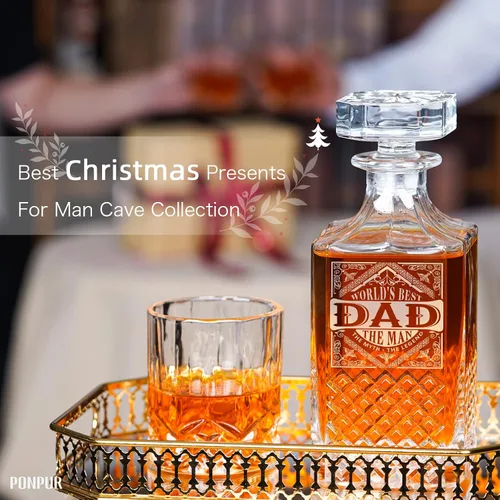 Vista 5 de Ponpur 2 decantadores de whisky para regalo de hombre, decantador de globo