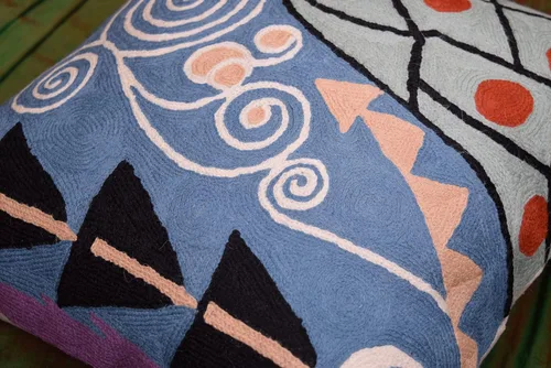 Vista 8 de Klimt - Funda de almohada moderna azul para sofá Almohadas contemporáneas azules Cojín de silla moderno abstracto Almohada moderna