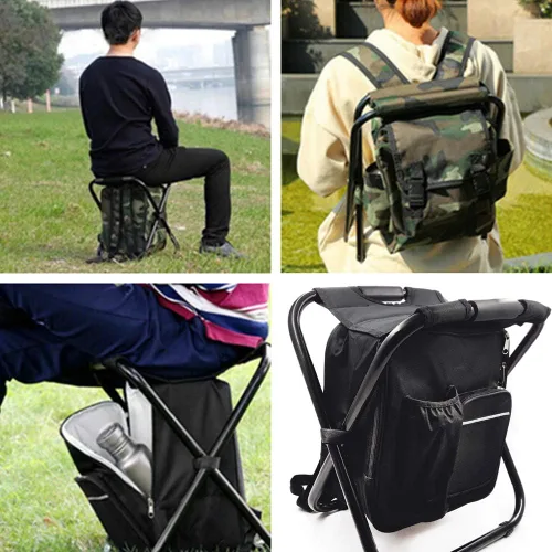 Vista 7 de Taburete plegable aislado bolsa de refrigeración mochila silla playa pesca camping senderismo [Número de artículo: ET-Seat001]
