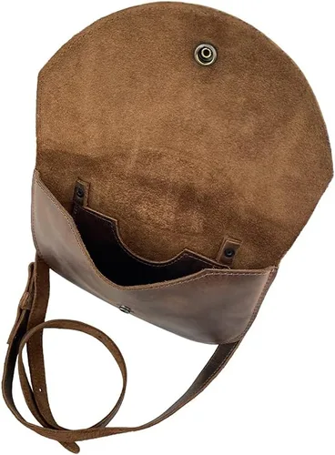 Vista 4 de Hide & Drink, Bolso de cadera y hombro hecho a mano de cuero de grano completo, Bourbon Marrón