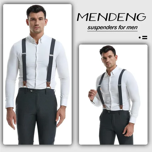Vista 5 de MENDENG Tirantes de gancho giratorio de bronce vintage con 4 tirantes ajustables para hombre