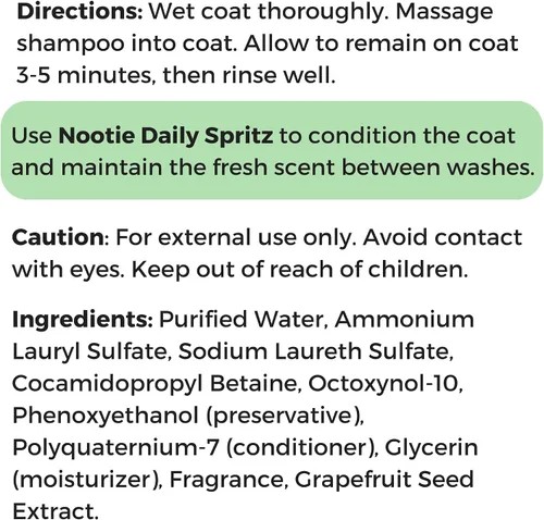Vista 7 de Nootie - Champú para mascotas para pieles sensibles - Revitaliza la piel seca y el pelaje - Ingredientes naturales - Champú suave para perros